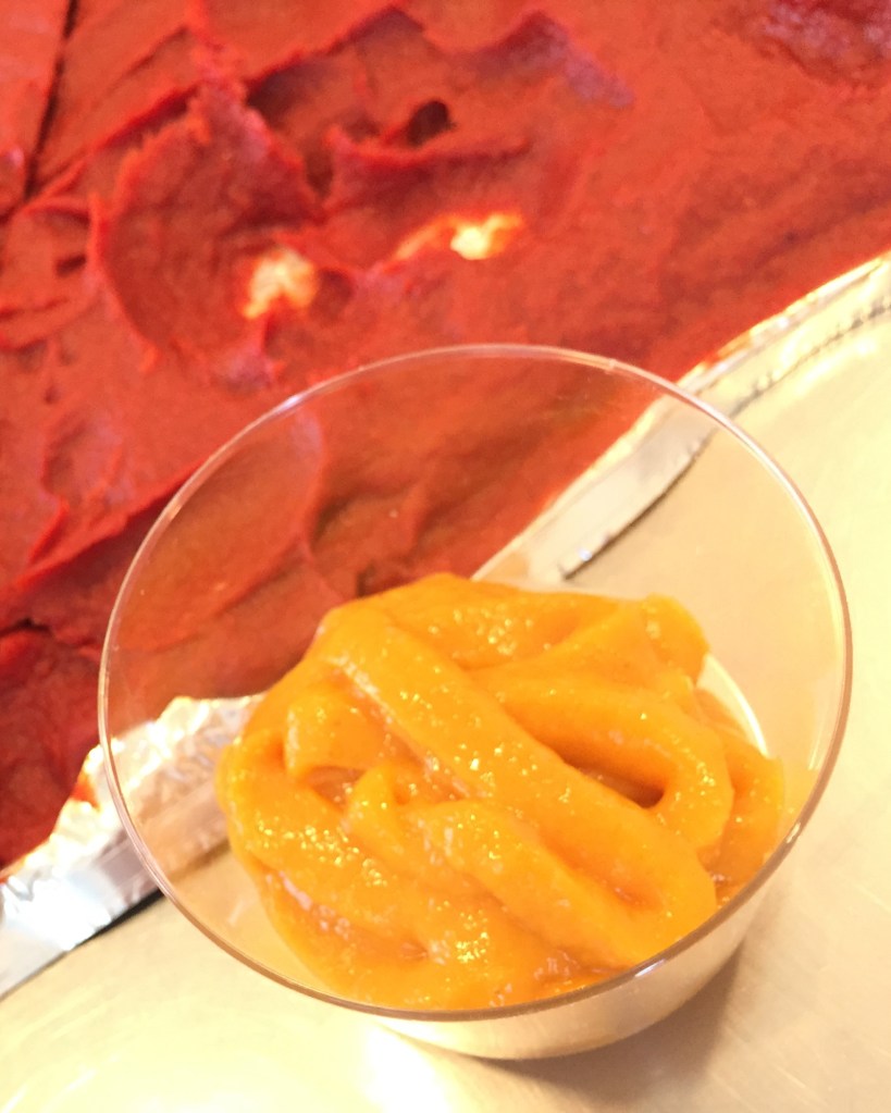 Peach puree and tomato paste