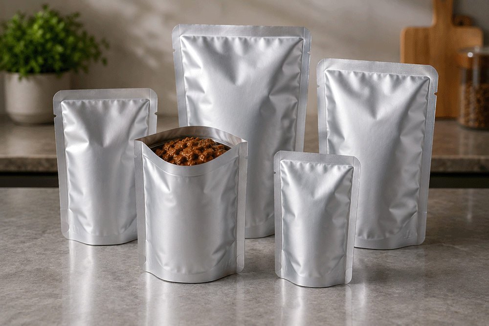 Wet pet food in pouch